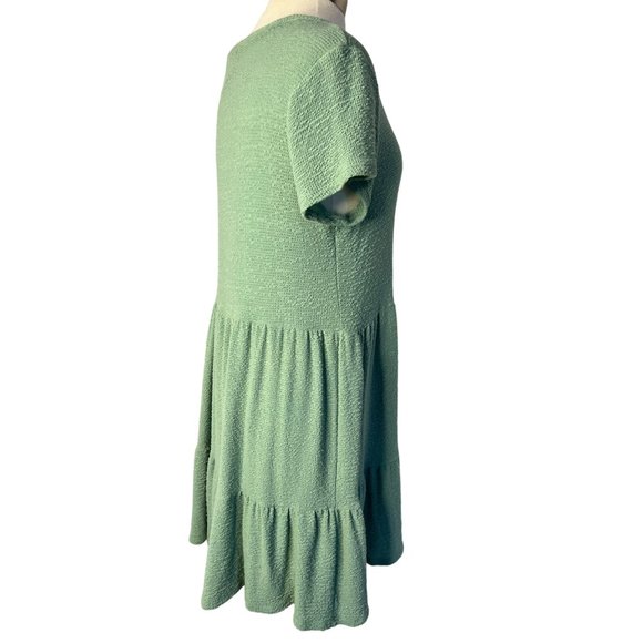 Rolla Coaster Baby Doll Dress Large Green Short Sleeve Round Neck Stretchy Layer - Picture 5 of 14